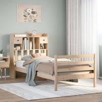 Bookcase Bed without Mattress 90x200 cm Solid Wood Pine