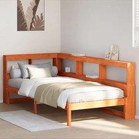 Bookcase Bed without Mattress Wax Brown 100x200 cm Solid Wood Pine
