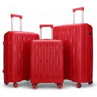 Infinity Leather Hard Shell Strong Suitcase 8 Wheel Cabin TSA Luggage Case Holiday Travel in Red | Size: Medium