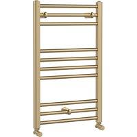 Balterley Straight Towel Radiator with Round Rails 800mm x 500mm - Brushed Brass in Metallics