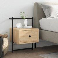 Berkfield Home Bedside Cabinet Wall-mounted Sonoma Oak 35x30x51 cm Engineered Wood in Brown | Size: 35 x 30 x 51 cm