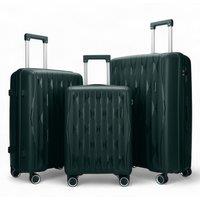 Infinity Leather Hard Shell Strong Suitcase 8 Wheel Cabin TSA Luggage Case Holiday Travel in Green | Size: Medium