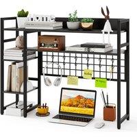 Gymax Desk Shelf 4-Tier Desktop Display Rack with Metal Grid Panel in Black