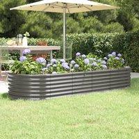 Berkfield Home Garden Raised Bed Powder-coated Steel 224x80x36 cm Grey | Size: 224 x 80 x 36 cm