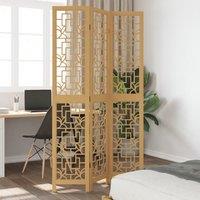Berkfield Home Room Divider 3 Panels Brown Solid Wood Paulownia