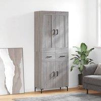 Berkfield Home Highboard Grey Sonoma 69.5x34x180 cm Engineered Wood