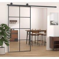 Berkfield Home Sliding Door Black 102.5x205 cm ESG Glass & Aluminium