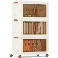 Costway 3-Pack Stackable Plastic Storage Boxes 156L Collapsible Storage Bins in White
