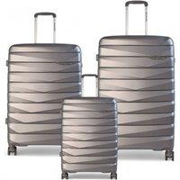 Infinity Leather Hard Shell TSA Smoke Strong Suitcase 8 Wheel Cabin Luggage Holiday Travel Case in Grey | Size: Medium