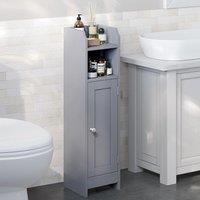 VASAGLE Narrow Bathroom Storage Cabinet with Door & Shelves in Grey