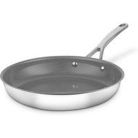 Sur La Table Tri-Ply 28cm Frying Pan, 10x Stronger Superior Ceramic Coating, Induction Compatible, Stainless Steel in Grey