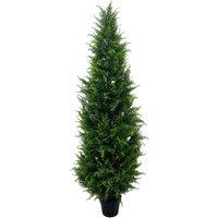Leaf UV Resistant Outdoor 150cm Artificial Cypress Cedar Topiary Tree in Green
