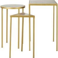 Orsina Conspicuous Unique Set Of 3 Nesting Side Tables, Brass Finish Bedside Tables For Decor, Small Metal Tables in Gold