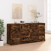 Berkfield Home Sideboards 2 pcs Smoked Oak Engineered Wood in Brown