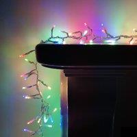 Samuel Alexander 960 LED 12m Premier Cluster Indoor Outdoor Multi Function Mains Operated Christmas Lights with Timer on Clear Cable in Multicoloured