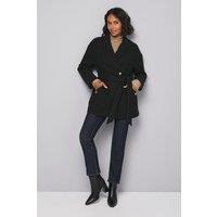 Wallis Women's Belted Shawl Collar Coat in Black | Size: 18
