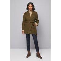 Wallis Women's Belted Shawl Collar Coat in Olive | Size: 18