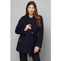 Wallis Women's Belted Shawl Collar Coat in Navy | Size: 12