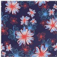 Benjamin Tate Design Red White & Blue Flower Print Splash Back in Natural