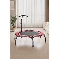 H&O Direct 48 Inch Elastic Hexagonal Trampoline with Adjustable T-bar Handle in Red
