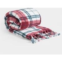 OHS Check Tassel Sherpa Fleece Throw Ultra Soft Cosy Blanket in Green | Size: 120 cm x 150 cm