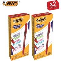 Bic Gel-ocity Illusion Medium Erasable Ink Rollerball Pen 0.7mm Tip Width 0.3mm Line Width Red 2 Packs