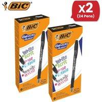 Bic Gel-ocity Illusion Medium Erasable Ink Rollerball Pen 0.7mm Tip Width 0.3mm Line Width Black 2 Packs