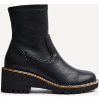 Linzi Women's Trish Black Faux Leather Wedged Heel Ankle Boot | Size: 5-Standard Fit