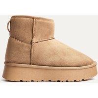 Linzi Women's Cammie Chestnut Faux Suede Platform Ankle Boot in Brown | Size: 6-Standard Fit