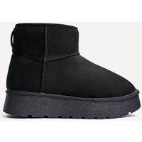 Linzi Women's Cammie Black Faux Suede Platform Ankle Boot | Size: 8-Standard Fit