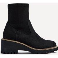 Linzi Women's Trish Black Faux Suede Wedged Heel Ankle Boot | Size: 4-Standard Fit