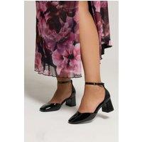 Yours Women's Patent Block Mary Jane Heels in Black | Size: 9EEE