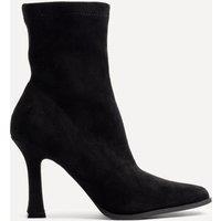 Linzi Women's Noelle Black Suede Square Toe Heeled Sock Boot | Size: 6-Standard Fit