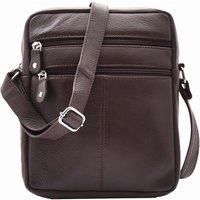 House of Leather Men's Mens Real Leather Cross Body Bag Organiser Flight Bag Ashland Brown | Size: Medium