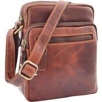 House of Leather Men's Mens Real Leather Cross Body Bag Small Size Travel Organiser Pouch Dolton Brown