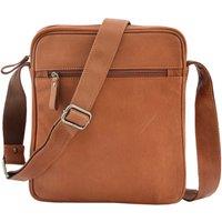 House of Leather Men's Mens Real Leather Cross Body Bag Mid Size Travel Messenger Pouch Aller Navy in Tan | Size: Medium