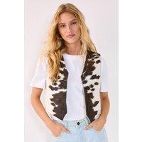 NastyGal Women's Animal Cow Hide Leather Waistcoat | Size: Large