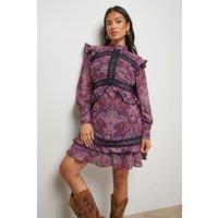 Oasis Women's Petite Ruched Bodice Trim Detail Mini Dress | Size: 6