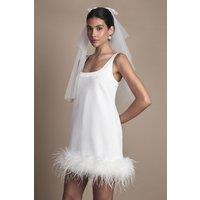 Coast Women's Feather Hem Mini Wedding Dress in Ivory | Size: 16