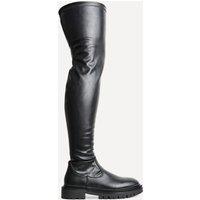 Linzi Women's Sonny Black Stretch Faux Leather Over The Knee Long Boot | Size: 4-Standard Fit