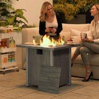 OUTSUNNY Propane Gas Fire Pit Table with Cover, 40, 000 BTU, Dark Grey