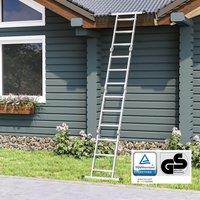 SONGMICS Multi Purpose Folding Ladder with 12 Steps & Metal Plates in Silver