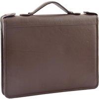 House of Leather Real Leather Portfolio Case File Folder Ring Binder Organiser HL49 Black in Brown | Size: Large