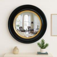 Agenzia 14 Large Round Black & Gold Convex Mirror