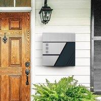 SONGMICS Wall Mounted Letter Box with Lock & Viewing Windows in Silver