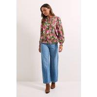 Dorothy Perkins Women's Floral Shirred Hem Tie Front Long Sleeve Top | Size: 8