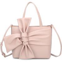Fontanella Fashion Women's Ila Big Bow Ribbon PU Leather Top Handle Crossbody Tote Bag in Pink