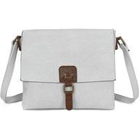 Fontanella Fashion Women's Sienna PU Leather Dual Compartment Crossbody Messenger Bag in Light Grey