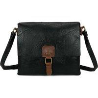Fontanella Fashion Women's Sienna PU Leather Dual Compartment Crossbody Messenger Bag in Black