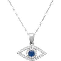Latelita Women's Evil Eye Elliptical Necklace Blue Silver in White